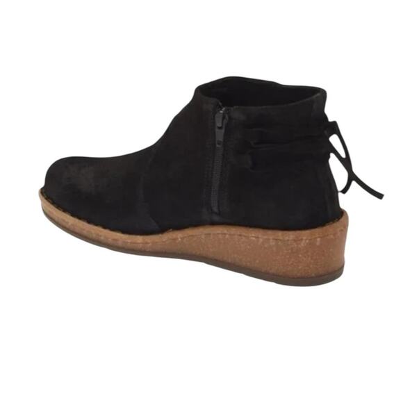 NWOT Born Viana Leather Black Wedge Suede Booties – Sz 9M - Picture 2 of 7